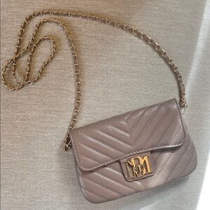 Elegant Taupe Quilted Shoulder Bag
